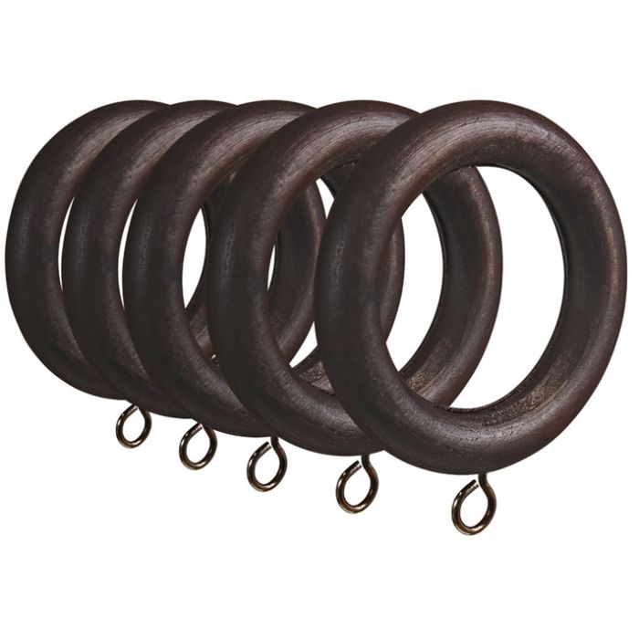 Finishing Touches Dark Stain Classic Wood Curtain Rings Mm Pack