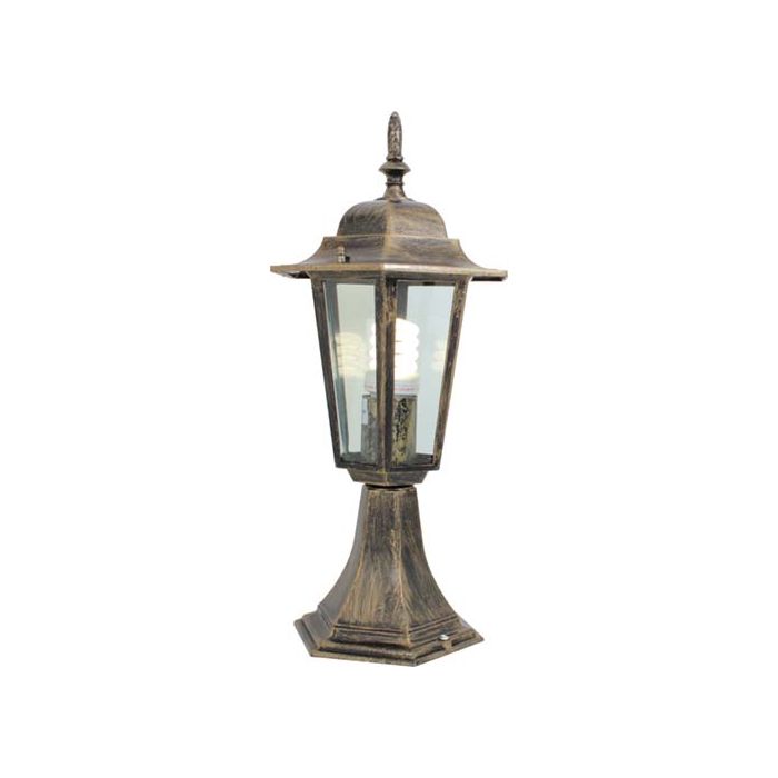 Eurolux Black & Gold 6 Panel Pedestal Lantern O20BG | Chamberlain