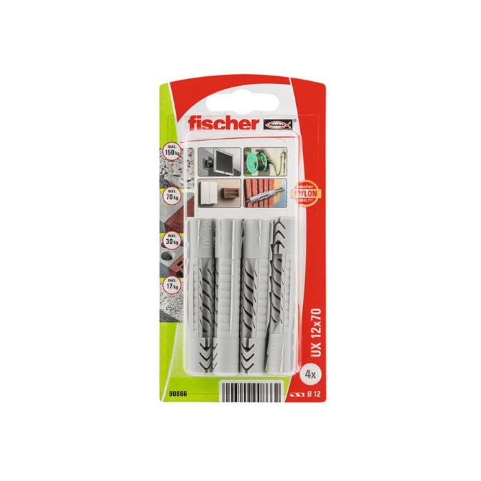 Fischer Universal Plug With No Rim UX 12x70 4 Pack 90866 Chamberlain