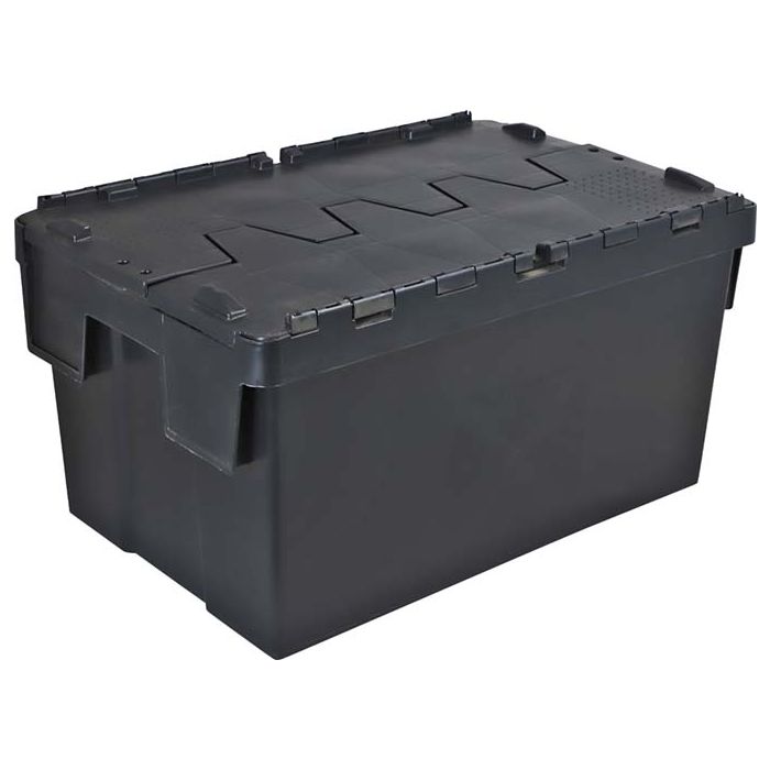 Black Crate & Interlocking Lid 594 x 396 x 315mm x 55L 236LC1573 ...