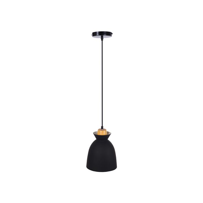 black and wood pendant light