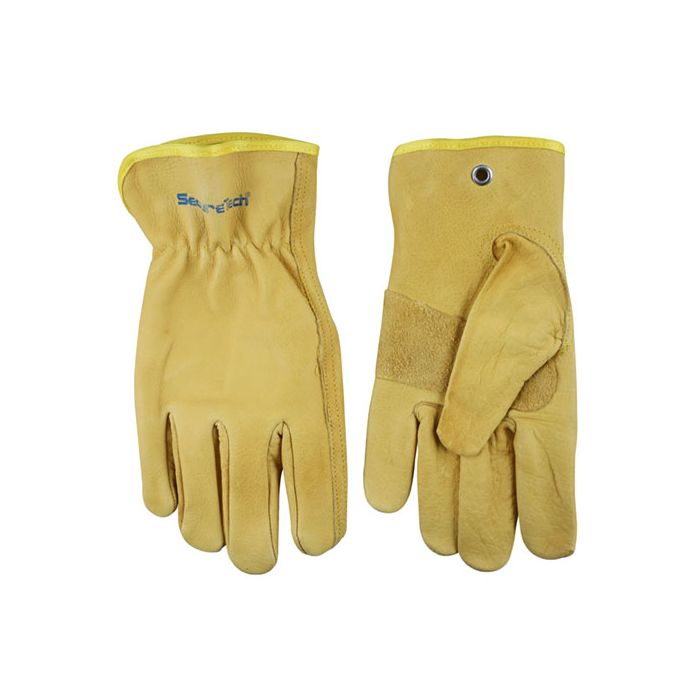 leather yellow gloves