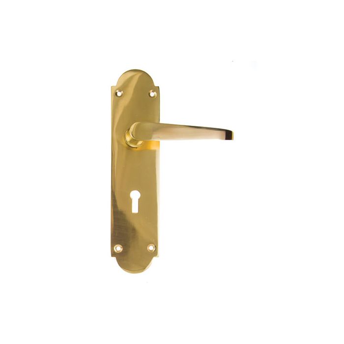 L&B B8VPKP-B Brass Plated Victorian Plain Door Handles | Chamberlain