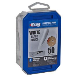 Kreg Plastic Pocket-Hole Plugs - White - 50 Count (CAP-WHT-50)