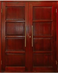 Hardwood Doors Hardwood 4 Panel Complete Double Door & Frame 1700 x 2100mm 19A