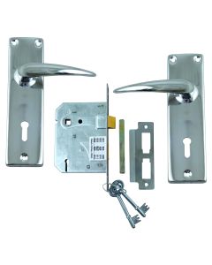 Samson Chrome Plated Keyhole Lever Handle On Backplate 2 Lever Lockset LSK-06002BL