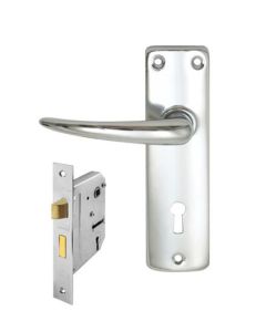 Samson Chrome Plated Keyhole Lever Handle On Backplate 3 Lever Lockset LSK-06003BL