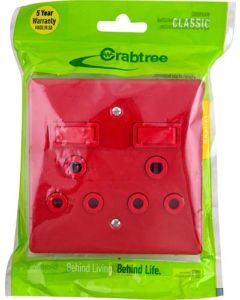 Crabtree Classic Red Dedicated Double RSA Wall Socket 4x4 CT18079/103