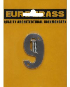 Euro Brass Aluminium Numeral No.9 50mm EB8169