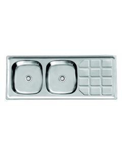 Cam Africa Stainless Steel Drop-In Double End Bowl Sink 1200x480mm DC1248CS/DEB