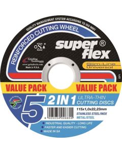 Super Flex 2-In-1 Cutting Disc 115 x 1.0 x 22.23mm - 5 Pack 