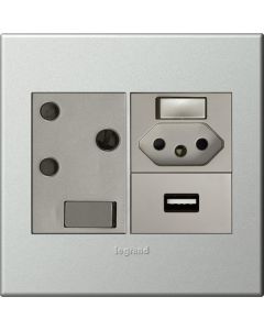 Legrand Arteor Graphite 1 New RSA, 1 RSA & 1 USB Wall Socket 4x4 PNU44MGP