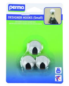 Perma Stainless Steel Single Small Stick-On Hook - 3 Pack H2278