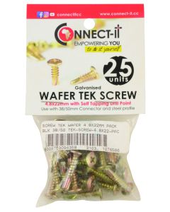 Connect-It Galvanised Wafer Tek Screw 4.8 x 22mm - 25 Pack 