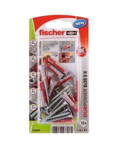 Fischer DuoPower Wall Plug & Screw 6x30 SK - 12 Pack 534997