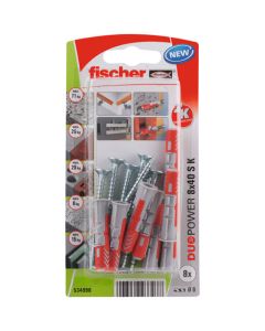 Fischer DuoPower Wall Plug & Screw 8x40 SK - 8 Pack 534998