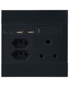 Veti 2 Charcoal 2 New RSA, 1 RSA & 2 USB Wall Socket 4x4 2VC227