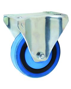 Castor & Ladder Blue Elastic Fixed Castor Wheel 100mm PK-C40