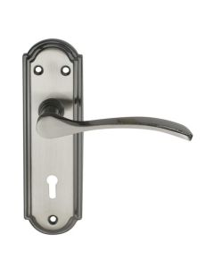 Samson Black & Satin Nickel Keyhole 6" Latina Lever Handle On Backplate 3 Lever Lockset LSK-06031BL