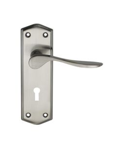 Samson Black & Satin Nickel Keyhole 6" Rimini Lever Handle On Backplate 3 Lever Lockset LSK-06033BL