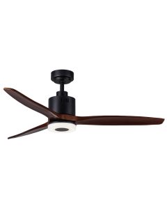 Bright Star Black & Wood 18W 3 Blade LED Ceiling Fan 1320mm FCF044