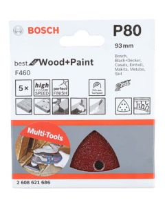 Bosch 80 Grit Delta Sanding Disc 93mm - 5 Pack 2608621686