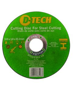 D.Tech Cutting Disc For Steel 115 x 1.0 x 22.23mm DTCD115S-600