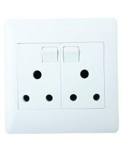 Lesco Apollo White Double RSA Wall Socket 4x4 AP44DBLC-CW