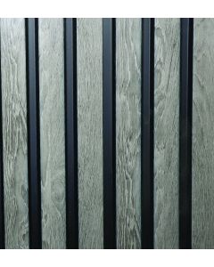 Upper Edge 3D Greywood Black Wall Slat Panel 2400 x 122 x 12mm CLAD-3DW/CLAD-GW/Blk