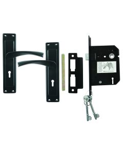 Lockworx Grand Navy Econo Shale Lever Handle On Backplate 3 Lever Lockset LWL-SHL-3LGN