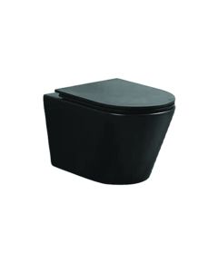 Matt Black Round Wall Hung Toilet With Pan & Seat COAWHPS
