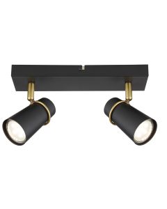 Bright Star Black & Antique Trim 2 Light Spotlight S411/2