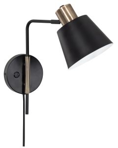 Bright Star Black & Brass Swivel Head Wall Light WB374