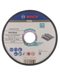 Bosch Steel Cutting Disc 115 x 1.6 x 22.23 2608603163