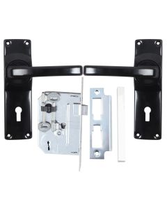 Fort Knox Black Eco Lever Handle On Backplate 2 Lever Lockset M1A30