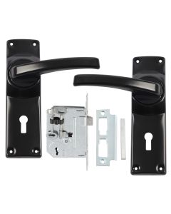 Fort Knox Black Eco Lever Handle On Backplate 2 Lever Lockset M1A30