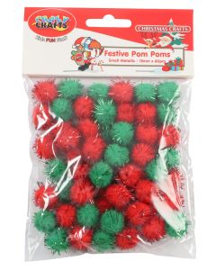 Crazy Craft Festive Small Metallic Pom Pom Multipack FCPMS