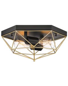 Bright Star Black & Gold Wire Ceiling Light 340mm CF439