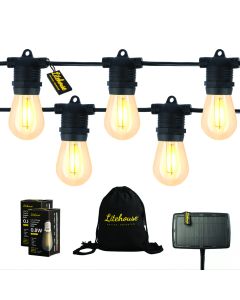 Litehouse Black 10m Light String LED Filament Solar 