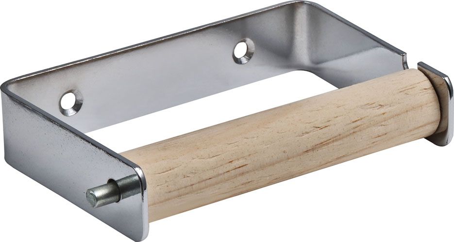 Halcast Chrome Plated Toilet Roll Holder With Wooden Roller 135